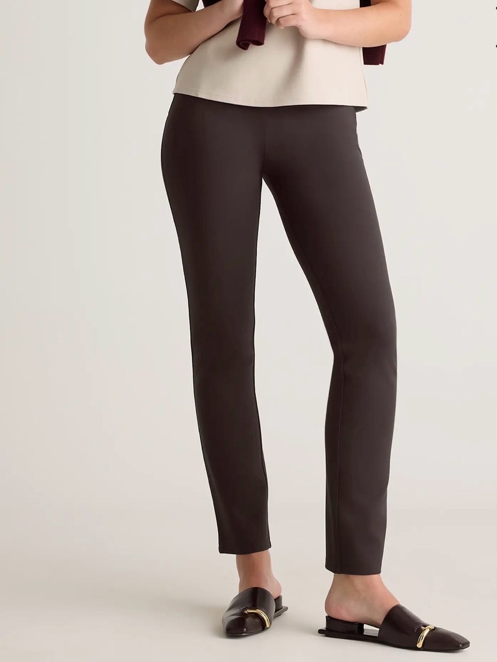 Quince Espresso Ultra Stretch Ponte Straight Leg Pants